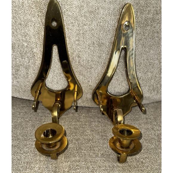 Set of 2 Vintage MCM Solid Brass Wall 11”L - Picture 1 of 2